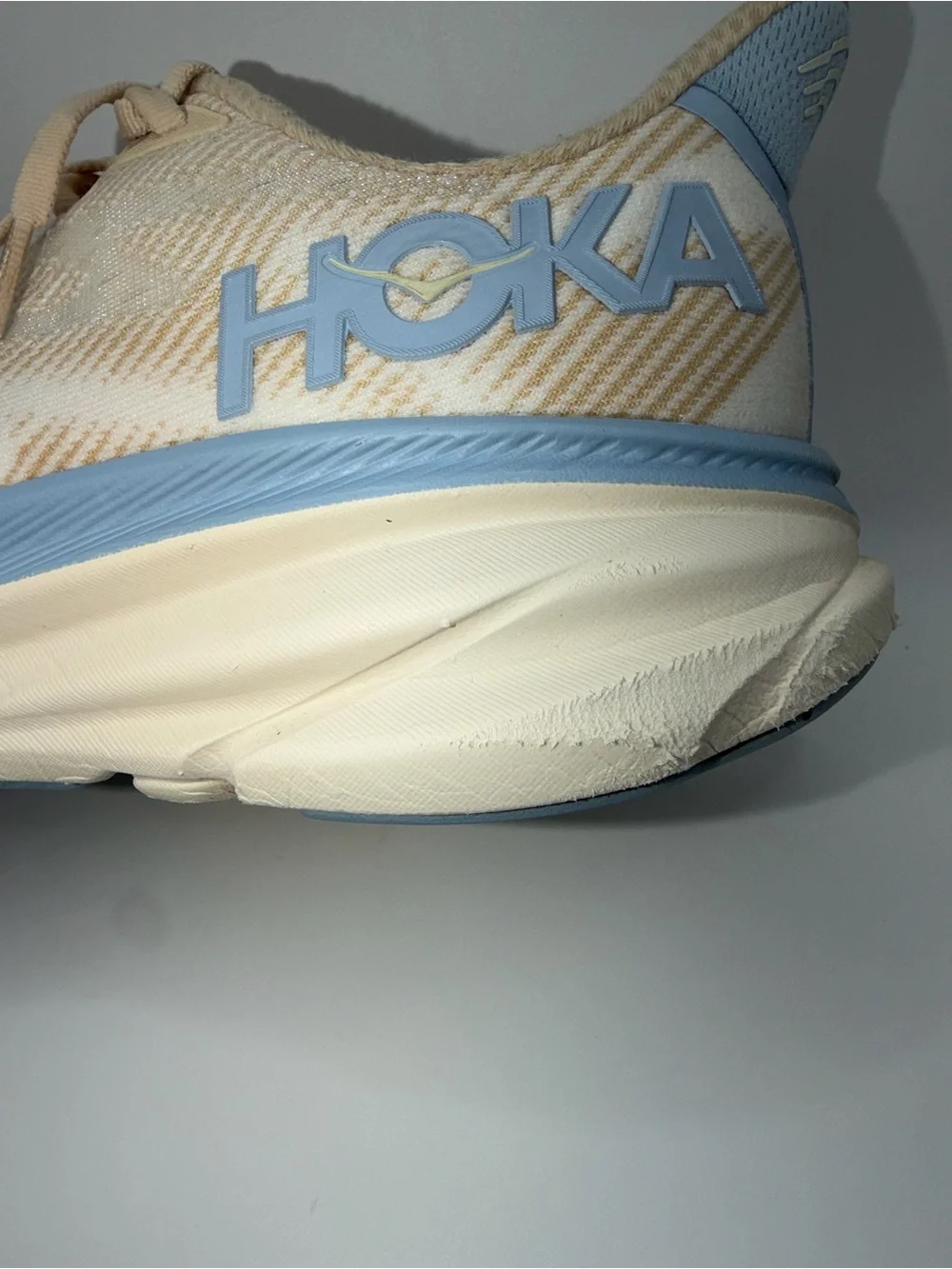 Hoka Women's Beige and Light Blue Performance Running Shoes